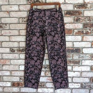 🪷 Liz Claiborne Crazy Horse Tapered Purple Paisley Corduroy Pants 10